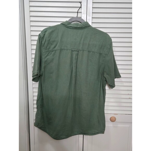 Fat Face UK Mens Green cotton linen short sleeve button down shirt M - Picture 2 of 4